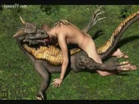Gay beastiality lover riding a dragon's cock